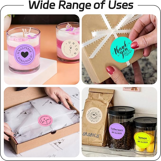 2 inch Dot Stickers Labels Circle Garage Sale Sticker 750Pcs Round Thermal Printer Stickers Printable Writable Price Labels for Yard Sale, Light Purple