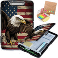 Clipboard with Storage,Heavy Duty Plastic Storage Clipboard with Low Profile Clip,Teacher Must Haves,Office Supplies,American Flag Owls