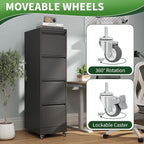 4 Drawer Mobile File Cabinet, Under Desk File Cabinet,Metal Filing Cabinets with Lock for Home Office Organizer Letter/Legal/A4,Require Assembly (Black)