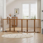 Dog Gates for Doorways, Tall Dog Gate Indoor, Foldable Pet Gates for Doorways Bedroom, Freestanding Puppy Gate with Metal Support Feet, Room Divider,6 Panels (Walnut)