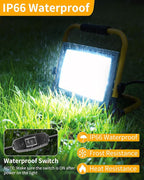 8400LM LED Work Light with 16FT Cord & Switch, 70W Outdoor Flood Light, IP66 Waterproof Portable Job Site Lighting with Stand, 5000K Dayight Worklight for Construction Garage Workshop Car Repairing