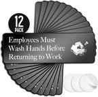 ASSURED SIGNS Employees Must Wash Hands Sign - 12 Pack - 3" x 9" - Ideal Hand Washing Signs for Wall, Door or Sink - Perfect Wash Your Hands Sign Notice for Food Service, Staff Bathroom, Hand Washing Station, or Commercial Kitchen