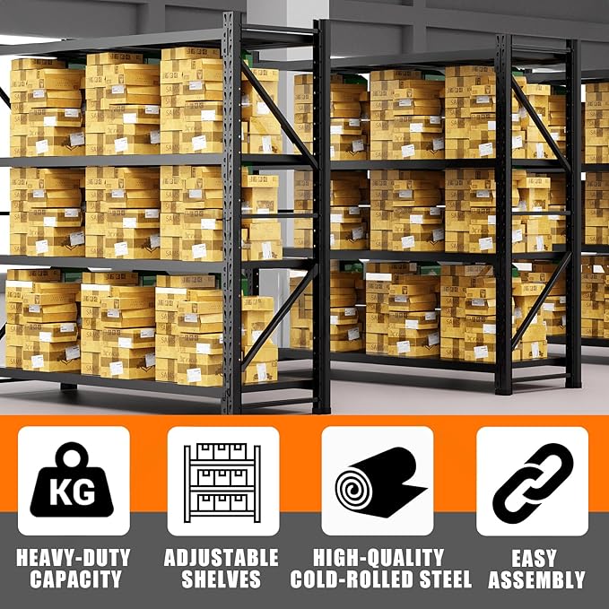 torage Shelves,Garage Shelving Heavy Duty Metal Adjustable Garage Shelves, Shelving Units Industrial Shelving for Warehouse(Black, W59.1*D23.6*H79)