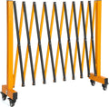 11.5FT Expandable Barricade Gate, Expandable Metal Barricade Gate Alloy Fence with Wheels, Retractable Crowd Control, for Industrial or Residential Use (Yellow, 11.5FT)