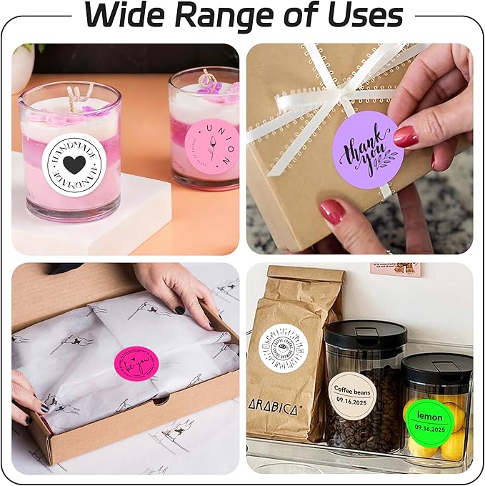 2 inch Dot Stickers Labels Circle Garage Sale Sticker 750Pcs Round Thermal Printer Stickers Printable Writable Price Labels for Yard Sale, White
