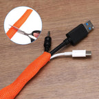 MECCANIXITY Braided Cable Sleeves Heat Shrinkable Fabric Sleeving, 1/4" 16ft Orange 2:1 Ratio Heat Shrinkable Cord Protector for Harness Cable, Network Cable Protection, Cable Management