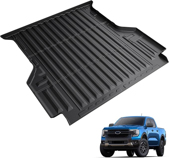 Truck Bed Mat for Ford Ranger 2025 2024, All Weather Truck Bed Liner for 2025 Ford Ranger Accessories, 5FT 59.6'' TPE Cargo Liner Truck Mat