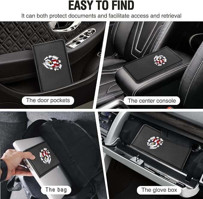 Car Insurance and Registration Card Holder | for BMW Ford Tesla Cadillac All Cars | Store Cards, ID License & Essential Documents | Premium Leather with Magnetic Closure