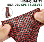 Split Wire Loom Tubing, Cable Protector Sleeve, Braided Cable Management for TV/Computer/Home Theater/Engine Bay, Cord Protectors from Pets No Chew (Red and Black, 3/8"-10ft)