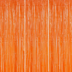 3 Pack Foil Fringe Backdrop - Orange Shiny Tinsel Curtains for Party Decoration/Photo Booth Props - 3.3x8.2 FT Metallic Foil Backdrop for Birthday, Wedding, Graduation, Christmas.