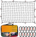 Heavy Duty Cargo Net for Pickup Truck Bed - 4' x 6' Stretches to 12' x 18' - Sturdy Latex Bungee Net Mesh - with 12 Metal Carabiners - Truck Bed Accessories for Dodge RAM, Ford, Chevy, Toyota