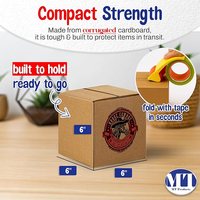 MT Products Custom Printed Kraft Cardboard Shipping Boxes 6" x 6" x 6" - Personalized Mailing Boxes and for Gifting