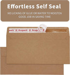 250 PCS Brown Self Seal Kraft 4-1/8 x 9-1/2 Inches Security Envelopes, Windowless, Invisible, Super Strong Quick Seal, Security Tint Pattern Secure