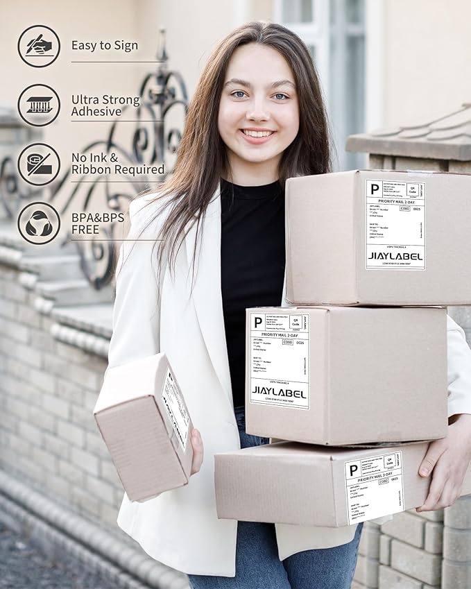 4x6 Thermal Mailing Labels for Direct Thermal Label Printer Shipping Sticker Paper for Address Postage Big Packing 250 Labels/Roll, 10 Rolls, Total 2500PCS