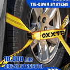 8 Point Roll Back Vehicle Tie Down Kit,Tow Truck Flatbed Straps with Chain Extension on Both Ends,WLL 3300 lbs,Heavy Duty Car Hauler Tire Over Wheel Tie Down Straps