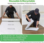39" x50' Heavy-Duty Floor Protection | Construction Grade Carpet Protector | Drop Cloth Plastic Film for Hardwood Floors | Waterproof Painters Covering with No Residue(Summit White)