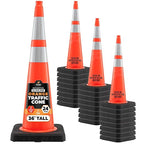 Xpose Safety 36 Inch Orange Slim Line Traffic Cones Heavy Duty 12lb with 6" & 4" Collars, 24 Pack Multipurpose PVC Plastic Safety Cone for Parking, Soccer, Caution, Kids & Construction - DOT Approved