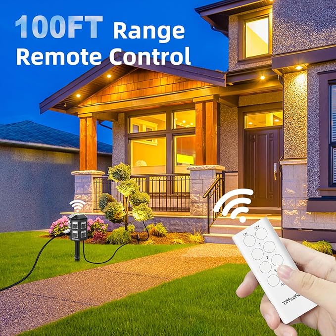 Outdoor Remote Control Power Strip, 25FT Extension Cord Waterproof, Independent Control Outlets, 6 Grounded Outlets for Outdoor Decorations, 14 AWG, 15A/1875W, ETL Listed (25 FT)