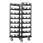 Trafford Industrial Stanchion Post Cart, 24 Posts, Horizontal Padded Storage and Locking Wheels for Safety