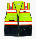 C Vest for Mens Safety Vest With Zipper and Utility Pockets Premium Black Series Surveyors Vest (Large, Yellow/Black)