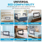 TotCraft MiniFlex Adjustable Length & Height Bed Rail for Toddlers – Fits Twin, Full & Queen Beds – 35.5″ or 47″ Two Fixed Lengths – 14 Height Levels – ASTM Certified Toddler Bed Rail for Kids (Grey)