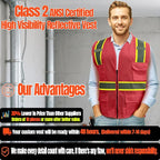 BeautyWill 10/20 Pack Custom Logo Safety Vest,Bulk High Visibility Class 2 Reflective Work Vests