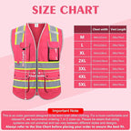 Reflective Safety Vest for Men Women, High Visibility Safety Vest with 8 Pockets Zipper Front, Meets ANSI Standards