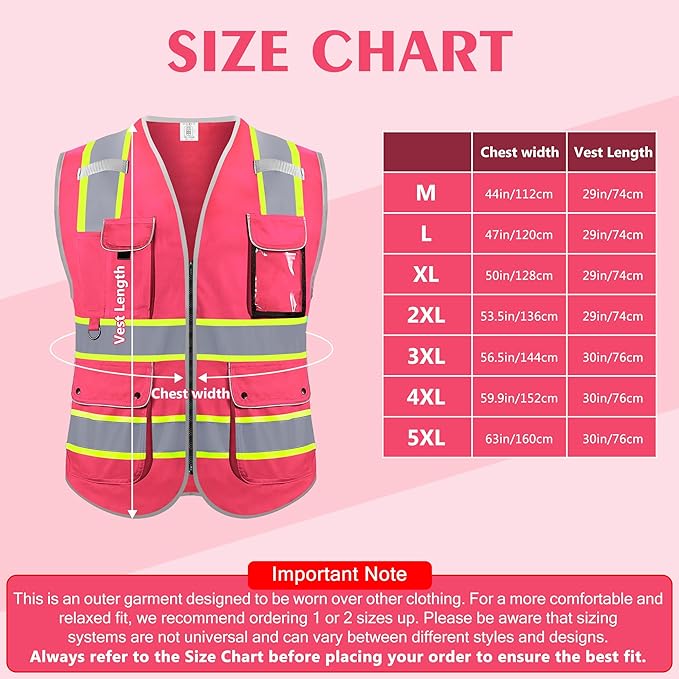 Reflective Safety Vest for Men Women, High Visibility Safety Vest with 8 Pockets Zipper Front, Meets ANSI Standards