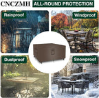 Square Heavy Duty Patio Table Covers Waterproof, 600D Outdoor Dining Table and Chair Set Covers, Outdoor Furniture Cover Waterproof for Sectional Sofa Couch 98''L x 98''W x 32''H, Brown