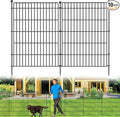 10 Panels No Dig Garden Fence with Gate, 44in(H) × 23.6ft(L) Decorative Metal Outdoor Dog Fence, Rustproof Pet Fencing for Yard, Patio, Flower Bed -Temporary Fencing| Easy to Install