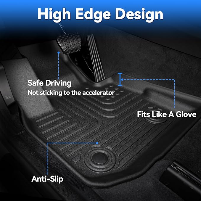 Hutisya-Floor Mats & Cargo Liner Set Fit for Ford Mustang (NOT for Mustang Mach E) 2015-2025 All Weather Protection Anti-Slip & Durable TPE Full Set Liners Automotive Accessories-Black