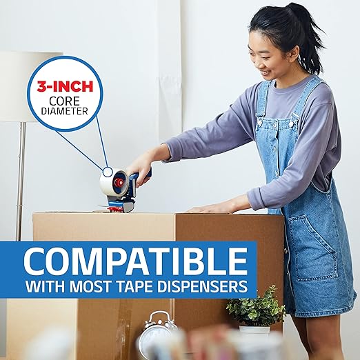 Grizzly Power Clear Packing Tape (12 Rolls) | Heavy Duty Packing Tape (2 Inch x 65 Yards) | 2.8mil Thick Strong Adhesive for Moving Boxes, Shipping Cartons, Office Use, Storage & Wrapping (780 Yards)