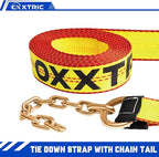 2" x 16' Replacement Tie Down Straps with Chain Tail,4-Pack,Heavy-Duty Car Trailer Straps for 8-Point Tie Down Kits – Extension Strap for Vehicle Transport, Flatbeds & Trailers