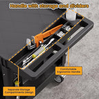 2-Tier Rolling Tool Cart,Heavy-Duty Plastic Service Cart with Lipped Shelves,550 lbs Capacity Utility Cart,46 x 26 Inch Rolling Work Carts for Garage,Salon,Kitchen,Office-Black