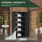 Greenvelly Metal Storage Cabinet, 72" Black Metal Locking Storage Cabinet with Doors and 4 Adjustable Shelves, Large Steel Cabinet for Home Office, Garage, Shop, School (32" W x 16" D)