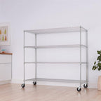 Trinity Basics 4-Tier Adjustable Wire Shelving with Wheels for Kitchen Organization, Garage Storage, Laundry Room, NSF Certified, 600 to 1800 Pound Capacity, 60” by 24” by 54”, EcoStorage Chrome