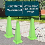 BESEA 6 Pack 28" Bright Green Traffic Safety Cones with Weighted Base, High-Visibility Parking Cones for Driveways, Business Parking Lots, Garages, Indoor/Outdoor Use