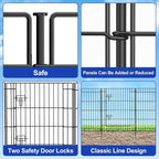 INJOPEXI Decorative Fence 12 Panels 23.6ft (L)30in (H), Metal Fence 11 Panels + 1 Gate Rustproof Wire No Dig Temporary Animal Barrier Fencing for Yard Outdoor Patio