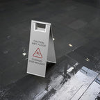 Stainless Steel Wet Floor Sign 2 Pack, 24 Inch Double-Sided Foldable Caution Sign with Handle, 8.8 lb Bilingual Warning for Restaurant, Office, Commercial Cleaning Use, Silver