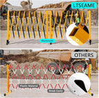 23FT Industrial Expandable Barricade Folding Security Gate with Wheels,Retractable Driveway Gate with Aluminum Fence