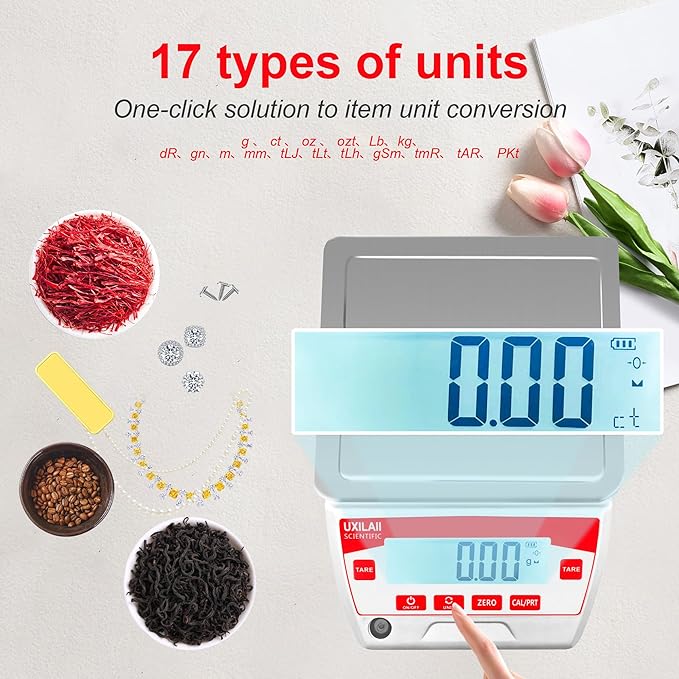 Lab Scale 3200g x 0.01g High Precision Electronic Analytical Balance 0.01g Accuracy Laboratory Balance Digtal Scale Gram Scale Jewelry Scale with 1Kg Calibration Weight