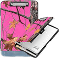 Clipboard with Storage Compartment, 8.5 x 11 Letter Size Side Opening Clip Board with Pen Holder, Hard Portable Clipboard Organizer for Nurse, Teacher, Contractor, Jobsite, Pink Dead Wood