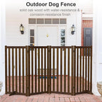 36" Height Extra Tall Freestanding Pet Gate, Solid Wood Folding Safety Fence Wooden Dog Gate with 2 PCs Support Feet Ideal for Stairs, Doorways, Halls, Kitchens, Heavy Duty Gates, 4 Panels, Walnut