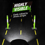 RoadHero 45 Inch Delineator Post with Base, Portable Lime Green Traffic Delineator Posts Cones with Reflective Collars for Parking Lots, Road Safety, Construction Events (6 Pack)