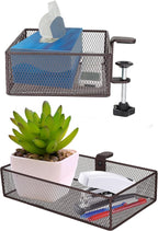 Clip-on Drawer organizers (2 pack), desk organizer, can be clipped around the table to store small items (Bronze Gold)
