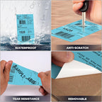 Blue Thermal Labels 3 × 5 Inch Vinyl Self-Adhesive Fanfold Direct Shipping Stickers Waterproof Perforated Printer Decal for Office Warehouse Barcode 300 PCS