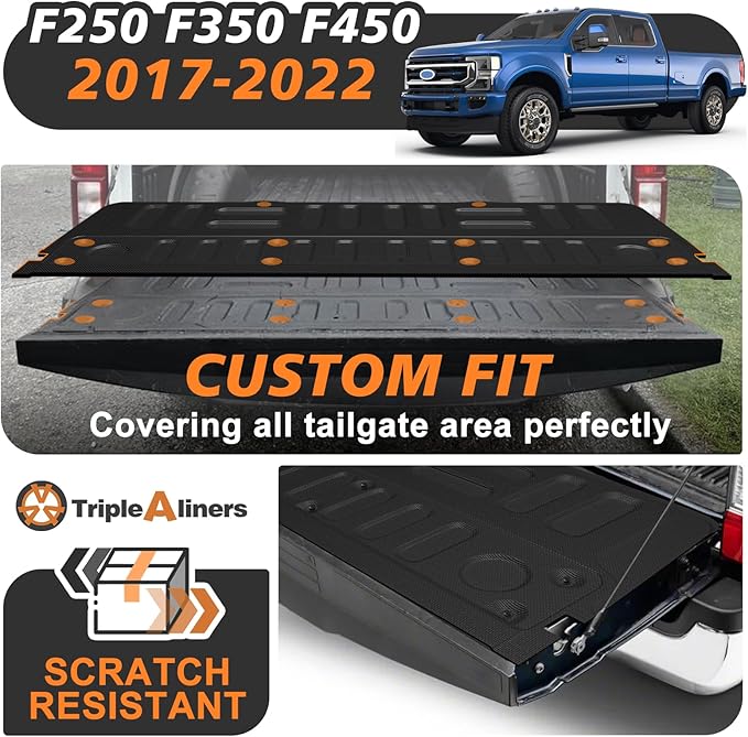 TripleAliners Tailgate Mat Compatible with Ford Super Duty F250/F350/F450 2017-2022 Accessories Truck Tailgate Liner Bed Cover All-Weather Protector Cargo Cover Custom Fit for 2017-2022 F250/F350/F450
