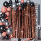 3 Pack 3.3 x 8.2 ft Brown Foil Fringe Backdrop Curtains, Tinsel Streamers Party Decorations, Fringe Backdrop, Door Shimmer for Thanksgiving Day or Birthday Party