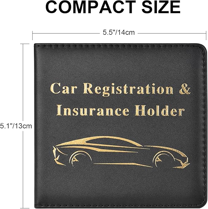 Cacturism Car Registration and Insurance Holder, Vehicle Glove Box Car Organizer Men Women Wallet Accessories Case for Cards, Essential Document, Driver License, Black
