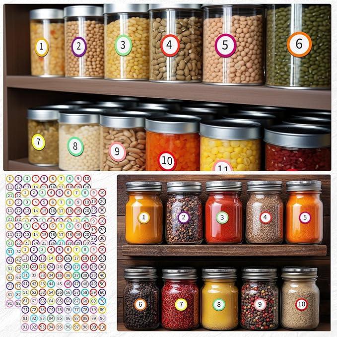 Outus 5000 Pcs 1 Inch 1 to 100 Number Stickers Small Number Dot Labels Consecutive Inventory Locker Storage Organizing Removable Stickers for Indoor Outdoor Office Rainbow